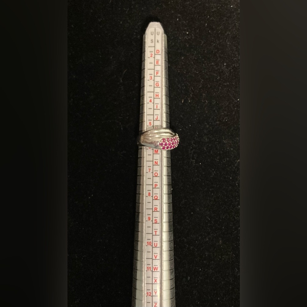 Pranda Sterling Silver Ruby Pave Crossover Ring - image 5